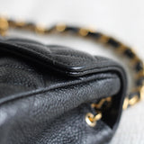 Vintage Chanel Black Caviar Mini Square with 24k Gold Hardware