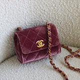 Vintage Chanel Purple Velvet Mini Flap with 24k Gold Hardware