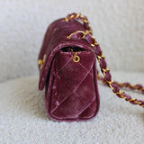 Vintage Chanel Purple Velvet Mini Flap with 24k Gold Hardware