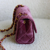 Vintage Chanel Purple Velvet Mini Flap with 24k Gold Hardware