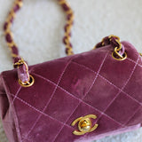 Vintage Chanel Purple Velvet Mini Flap with 24k Gold Hardware