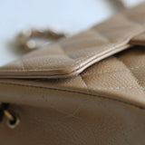 Vintage Chanel Dark Beige Caviar Mini Square with 24k Gold Hardware