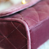 Vintage Chanel Purple Velvet Mini Flap with 24k Gold Hardware