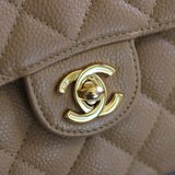 Vintage Chanel Dark Beige Caviar Mini Square with 24k Gold Hardware