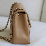 Vintage Chanel Dark Beige Caviar Mini Square with 24k Gold Hardware