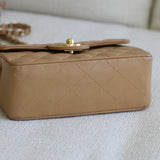 Vintage Chanel Dark Beige Caviar Mini Square with 24k Gold Hardware