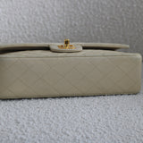 Vintage Chanel Ivory Lambskin Medium Classic Flap with 24k Gold Hardware