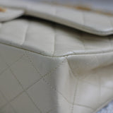 Vintage Chanel Ivory Lambskin Medium Classic Flap with 24k Gold Hardware