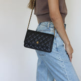 Chanel Black Caviar Wallet on Chain with Gold Hardware