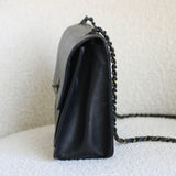 Vintage Chanel Black Calfskin Shoulder Flap Aged Bronze Hardware