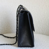 Vintage Chanel Black Calfskin Shoulder Flap Aged Bronze Hardware