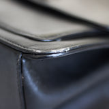 Vintage Chanel Black Calfskin Shoulder Flap Aged Bronze Hardware