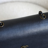 Vintage Chanel Black Calfskin Shoulder Flap Aged Bronze Hardware