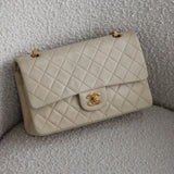 Vintage Chanel Ivory Lambskin Medium Classic Flap with 24k Gold Hardware