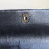 Vintage Chanel Black Calfskin Shoulder Flap Aged Bronze Hardware