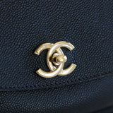 Chanel Black Sheepskin/Caviar Backpack with Light Gold Hardware