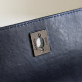 Vintage Chanel Black Calfskin Shoulder Flap Aged Bronze Hardware