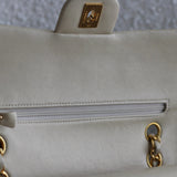 Vintage Chanel Ivory Lambskin Medium Classic Flap with 24k Gold Hardware