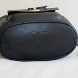 Chanel Black Sheepskin/Caviar Backpack with Light Gold Hardware