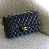 Chanel Black Lambskin Medium Classic Flap with Gold Hardware