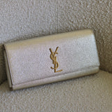 Saint Laurent Gold Metallic Monogram Kate Clutch