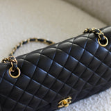 Chanel Black Lambskin Medium Classic Flap with Gold Hardware
