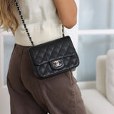 Chanel Black Caviar Mini Square with Silver Hardware