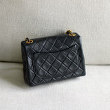 Vintage Chanel Black Lambskin Mini Square with 24k Gold Hardware