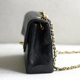 Vintage Chanel Black Lambskin Mini Square with 24k Gold Hardware