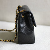 Vintage Chanel Black Lambskin Mini Square with 24k Gold Hardware