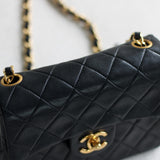 Vintage Chanel Black Lambskin Mini Square with 24k Gold Hardware