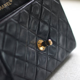 Vintage Chanel Black Lambskin Mini Square with 24k Gold Hardware