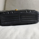 Vintage Chanel Black Lambskin Vertical Camera Bag with 24k Gold Hardware