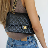 Chanel Black Caviar Medium Classic Flap with Gold Hardware