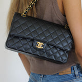 Chanel Black Caviar Medium Classic Flap with Gold Hardware