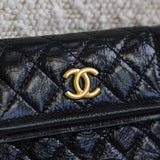 Chanel 20K Black Shiny Calfskin Waist Bag with Aged Gold Hardware