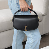 Saint Laurent Black Calfskin Voltaire Top Handle with Gold Hardware
