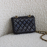 Chanel 20K Black Shiny Calfskin Waist Bag with Aged Gold Hardware