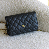 Chanel Black Caviar Wallet on Chain with Gold Hardware