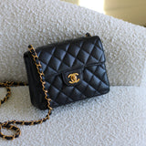 Vintage Chanel Black Caviar Mini Square with 24k Gold Hardware