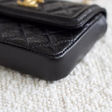 Chanel 20K Black Shiny Calfskin Waist Bag with Aged Gold Hardware