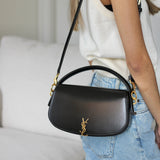 Saint Laurent Black Calfskin Voltaire Top Handle with Gold Hardware
