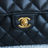 Vintage Chanel Black Caviar Mini Square with 24k Gold Hardware