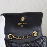 Chanel 20K Black Shiny Calfskin Waist Bag with Aged Gold Hardware