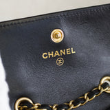 Chanel 20K Black Shiny Calfskin Waist Bag with Aged Gold Hardware