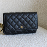 Chanel Black Caviar Wallet on Chain with Gold Hardware
