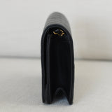 Vintage Chanel Black Lambskin Mini Full Flap Wallet on Chain with 24k Gold Hardware