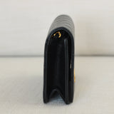 Vintage Chanel Black Lambskin Mini Full Flap Wallet on Chain with 24k Gold Hardware