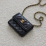 Chanel 20K Black Shiny Calfskin Waist Bag with Aged Gold Hardware