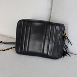 Vintage Chanel Black Lambskin Vertical Camera Bag with 24k Gold Hardware